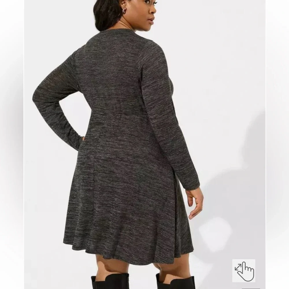 Torrid At The Knee Super Soft Plush Hacci Faux Wrap Dress W1371 Plus Size 3X - Picture 3 of 10